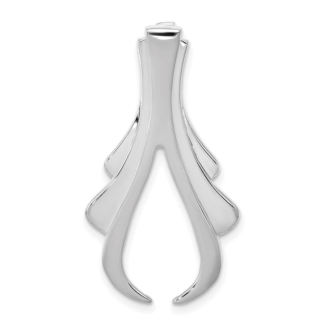 14k White Gold Pendant with Abstract Flame or Leaf Design, Modern Minimalist Jewelry for Women
