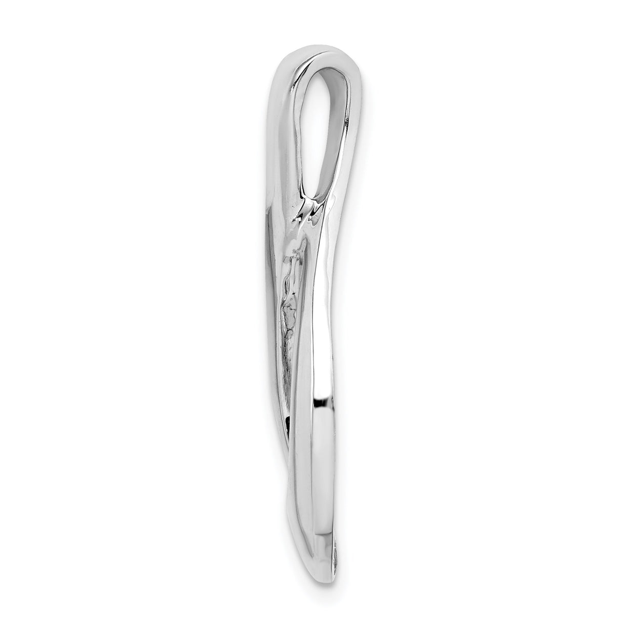 14k White Gold Teardrop Pendant, Abstract Open Design, Modern Minimalist Style for Women