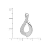 14k White Gold Teardrop Pendant, Abstract Open Design, Modern Minimalist Style for Women