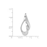 14k White Gold Teardrop Pendant with Modern Open Design and Polished Finish