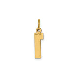 14k Yellow Gold Number One Pendant Charm with Textured and Polished Finish
