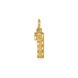 14k Yellow Gold Number One Pendant Charm with Textured and Polished Finish