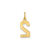 14k Yellow Gold Number 2 Charm Pendant with Textured and Polished Finish