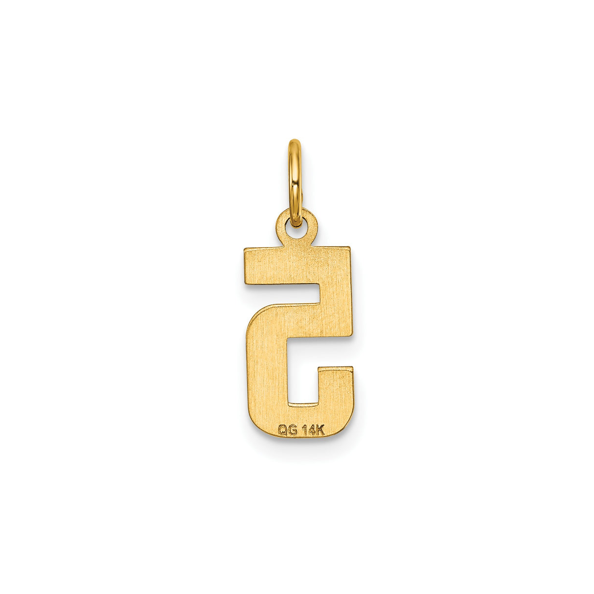 14k Yellow Gold Number 5 Pendant Charm with Polished and Textured Finish, Unisex Design