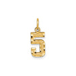 14k Yellow Gold Number 5 Pendant Charm with Polished and Textured Finish, Unisex Design