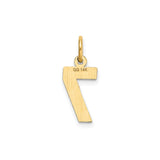 14k Yellow Gold Number 7 Pendant Charm, Textured and Polished Finish, Lucky Seven Design