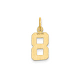 14k Yellow Gold Number 8 Charm Pendant with Diamond Cut Finish, Small Unisex Design