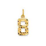 14k Yellow Gold Number 8 Charm Pendant with Diamond Cut Finish, Small Unisex Design