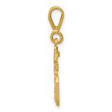 14k Yellow Gold Number 15 Pendant, Polished and Textured Quinceañera Charm