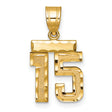 14k Yellow Gold Number 15 Pendant, Polished and Textured Quinceañera Charm