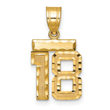 14k Yellow Gold Number 18 Pendant, Textured and Polished Chai Life Charm