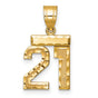 14k Yellow Gold Number 21 Pendant, Textured and Polished Finish, Milestone Charm for Men or Women