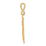 14k Yellow Gold Number 24 Pendant, Polished and Textured Jersey Sports Charm, Men's Urban Style