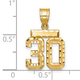 14k Yellow Gold Number 30 Pendant with Cutout Design and Diamond-Cut Finish