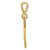 Small Brushed Diamond-cut Number 36 Charm Pendant in Real 14k Yellow Gold