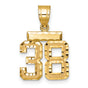 Small Brushed Diamond-cut Number 38 Charm Pendant in Real 14k Yellow Gold