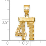 Small Brushed Diamond-cut Number 41 Charm Pendant in Real 14k Yellow Gold