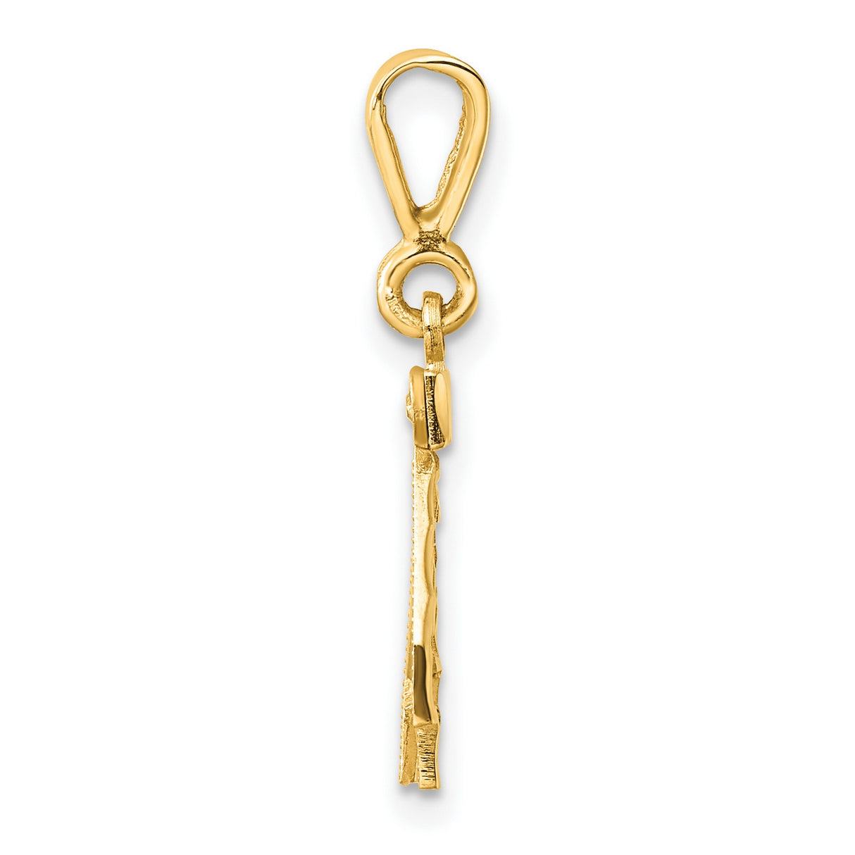 14k Yellow Gold Number 42 Pendant with Polished and Textured Finish, Unisex Sports Charm
