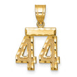 14k Yellow Gold Number 44 Pendant, High Polish and Textured Finish, Sports Jewelry for Men or Unisex