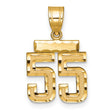 14k Yellow Gold Number 55 Pendant, Textured Sports Jersey Style Charm for Unisex
