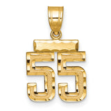14k Yellow Gold Number 55 Pendant, Textured Sports Jersey Style Charm for Unisex