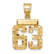 Small Brushed Diamond-cut Number 63 Charm Pendant in Real 14k Yellow Gold