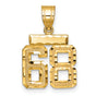 Small Brushed Diamond-cut Number 68 Charm Pendant in Real 14k Yellow Gold