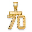 14k Yellow Gold Number 70 Pendant, Polished and Textured Milestone Jewelry