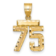 14k Yellow Gold Number 75 Pendant, Textured and Polished Milestone Charm