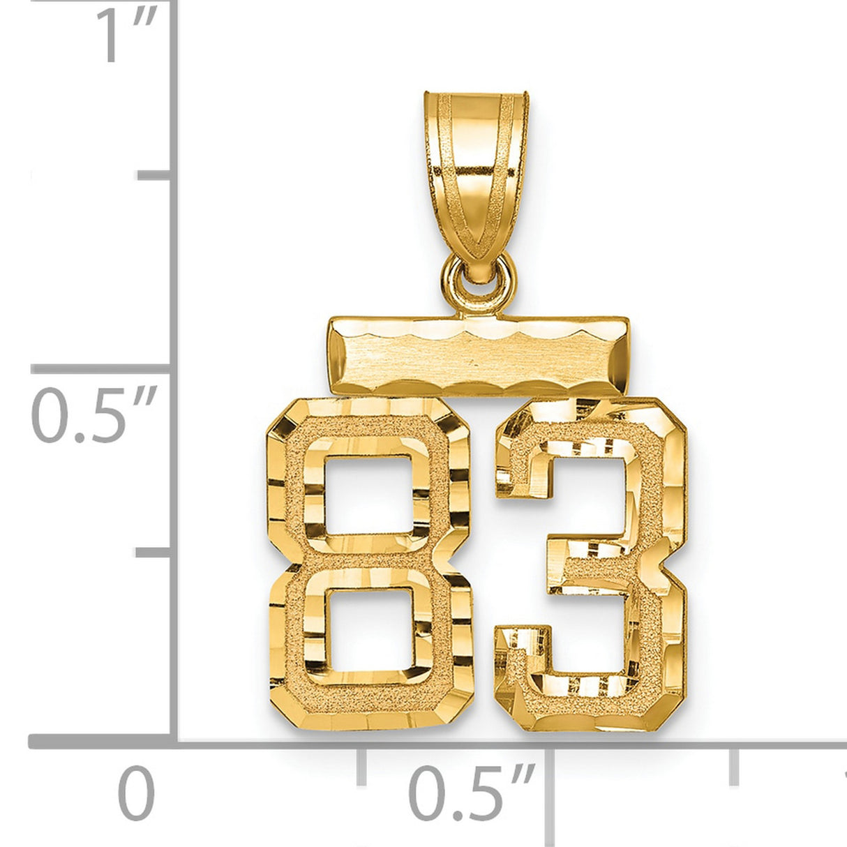 14k Yellow Gold Number 83 Pendant, Bold Block Design with Textured and Polished Finish for Men