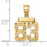14k Yellow Gold Number 83 Pendant, Bold Block Design with Textured and Polished Finish for Men