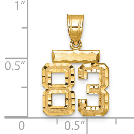 14k Yellow Gold Number 83 Pendant, Bold Block Design with Textured and Polished Finish for Men