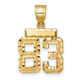 14k Yellow Gold Number 83 Pendant, Bold Block Design with Textured and Polished Finish for Men