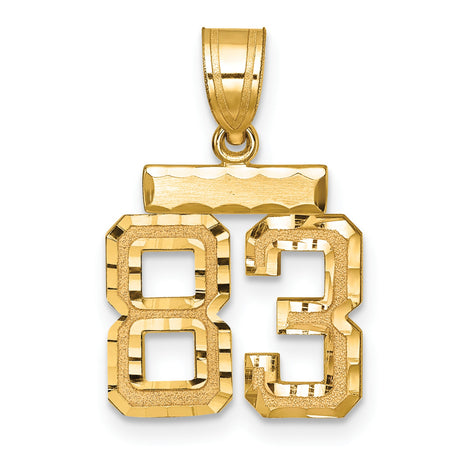 14k Yellow Gold Number 83 Pendant, Bold Block Design with Textured and Polished Finish for Men