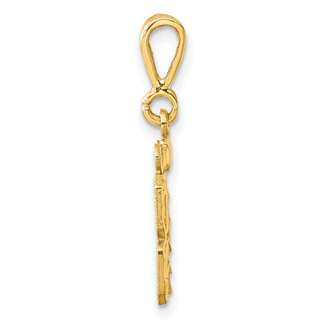 14k Yellow Gold Number 84 Pendant with Polished Bail, Bold Textured Charm for Men or Unisex