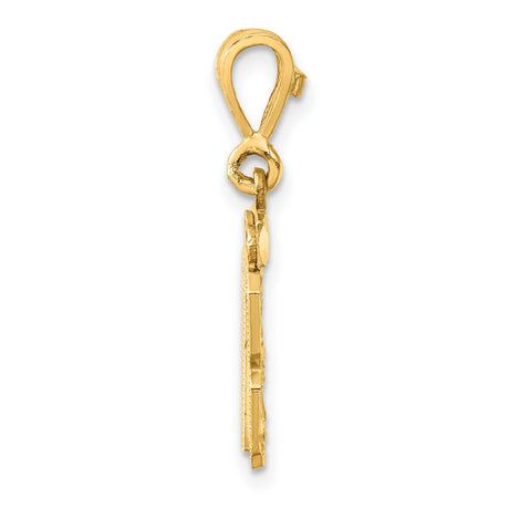 14k Yellow Gold Number 87 Pendant, Textured and Polished Numeric Charm for Men and Unisex Wear