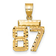 14k Yellow Gold Number 87 Pendant, Textured and Polished Numeric Charm for Men and Unisex Wear