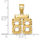 14k Yellow Gold Number 88 Pendant, Diamond Cut Symbolic Charm, Bold Hip Hop Style