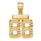 14k Yellow Gold Number 88 Pendant, Diamond Cut Symbolic Charm, Bold Hip Hop Style