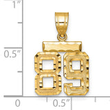 14k Yellow Gold Number 89 Pendant, Textured Polished Jersey Style Charm for Men and Unisex