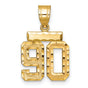 Small Brushed Diamond-cut Number 90 Charm Pendant in Real 14k Yellow Gold
