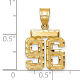 14k Yellow Gold Number 96 Pendant, Bold Block Athletic Jersey Charm for Men or Unisex Wear