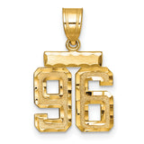 14k Yellow Gold Number 96 Pendant, Bold Block Athletic Jersey Charm for Men or Unisex Wear