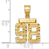 14k Yellow Gold Number 98 Pendant, Bold Block Style Commemorative Jewelry for Men and Unisex