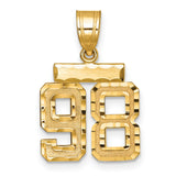 14k Yellow Gold Number 98 Pendant, Bold Block Style Commemorative Jewelry for Men and Unisex