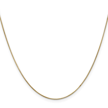 14K Yellow Gold 0.65 mm Polished Chain Necklace, Solid