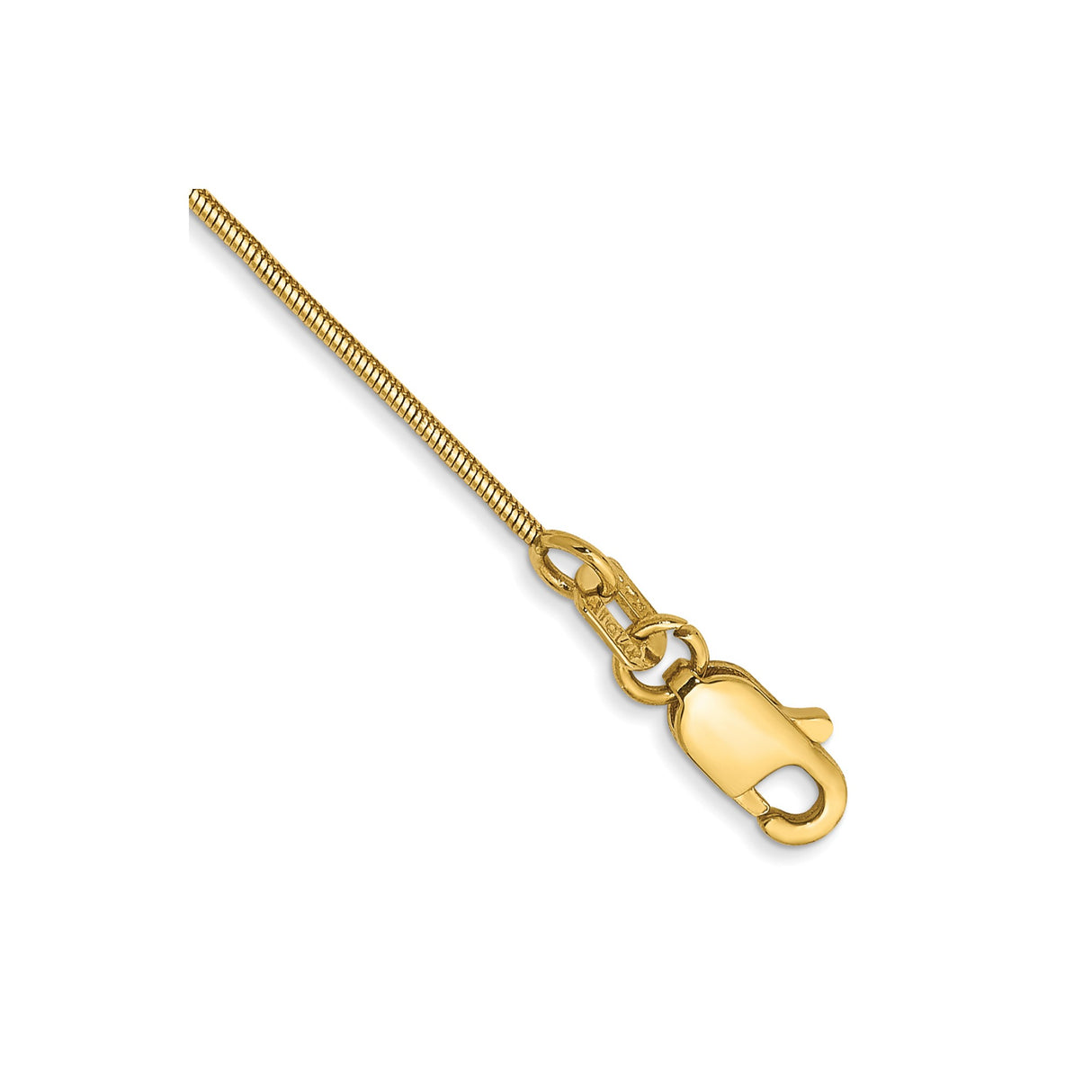 14K Yellow Gold 0.8 mm Polished Chain Anklet, Solid