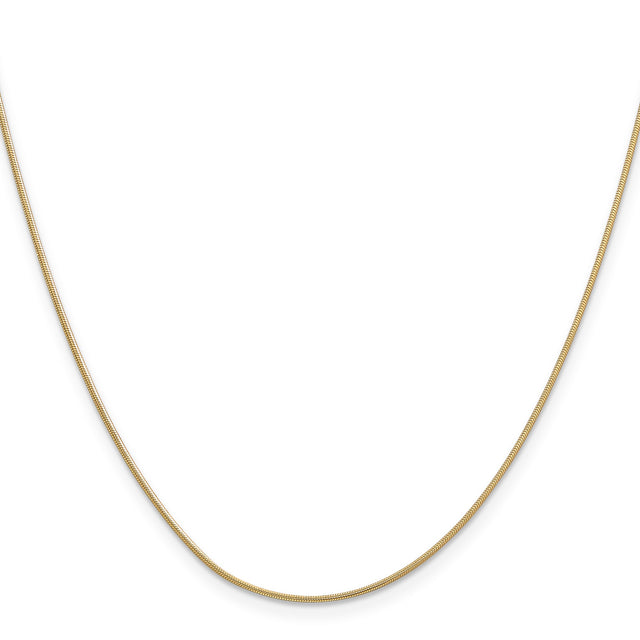 14K Yellow Gold 0.9 mm Polished Chain Bracelet, Solid
