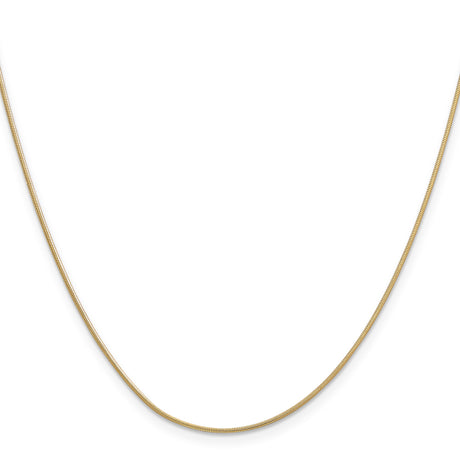 14K Yellow Gold 0.9 mm Polished Chain Necklace, Solid