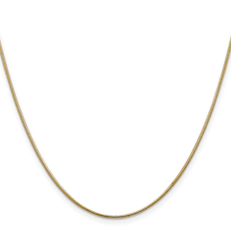 14K Yellow Gold 1.1 mm Polished Chain Necklace, Solid
